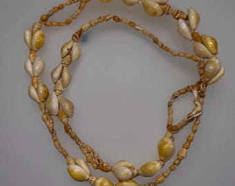 Vintage kaurischelp lei | Handgemaakte Hawaiiaanse strandketting