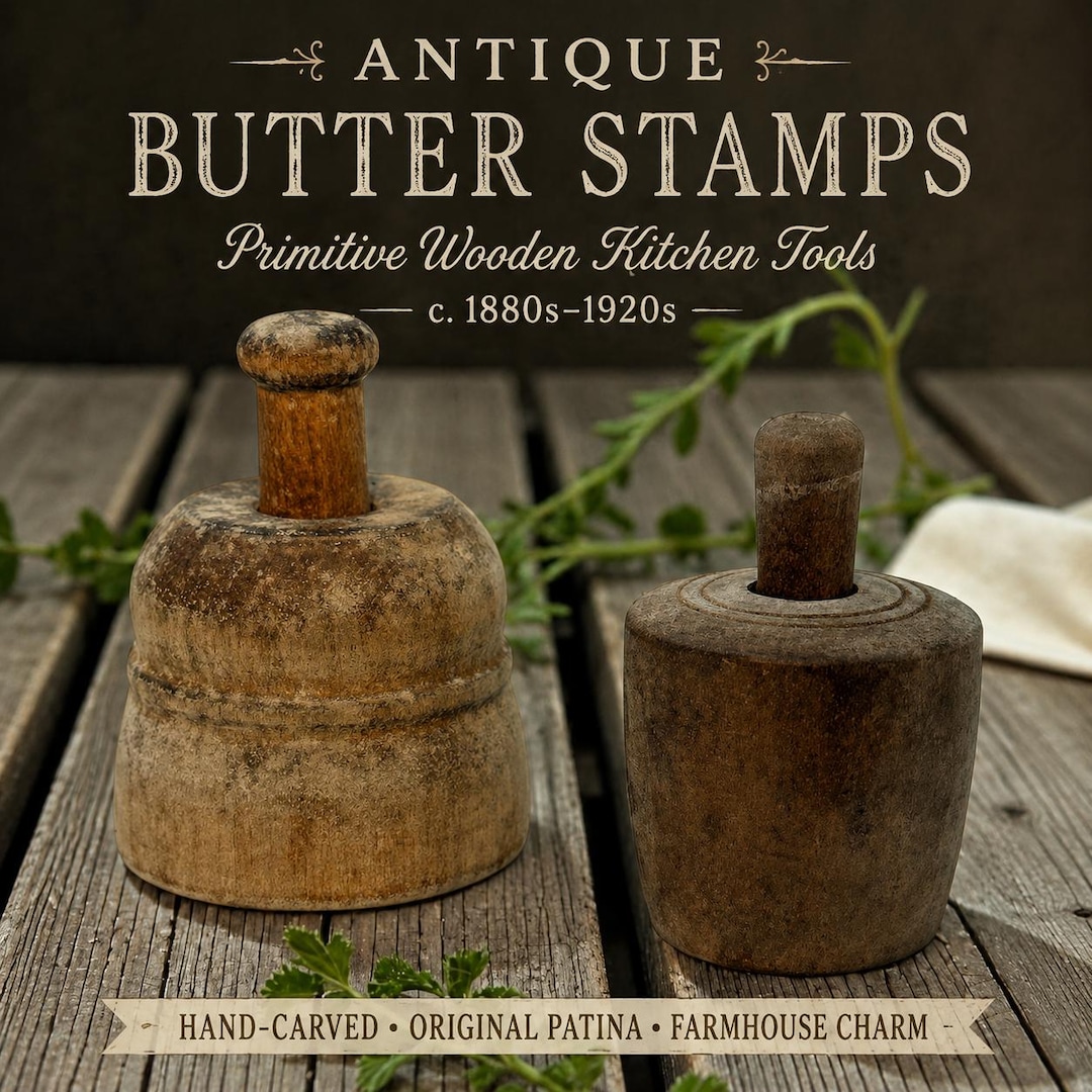 Primitive Antique Wooden Butter Stamps / Pastry Molds – Folk Art ...
