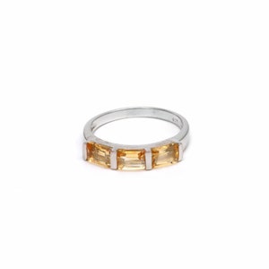 Citrin Halbe Eternity Bandring , Natürliche Citrin Octagon 925 Silberring, Citrin Ring, Frauen Ring, Jubiläum Ring, Birthstone Ring Geschenk