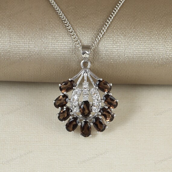 She is mono シルバー クロス ネックレス スモーキークォーツ