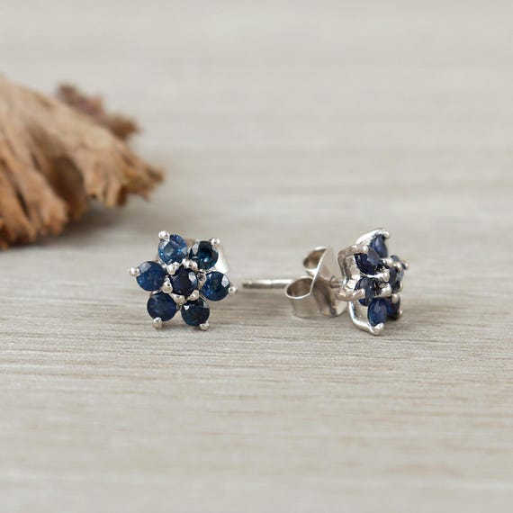 Boucles D'oreilles Argent 925 – Fleurs émail Bleu – Occasion