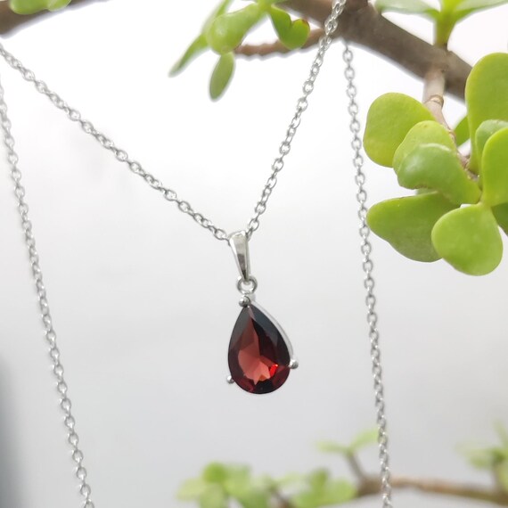 Jewelry Set 2 Pcs Rainbow Moonstone Fire Garnet Gems Silver Necklace