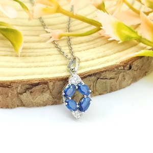 Blue Sapphire Pendant, Oval Gemstone, Sterling Silver September Birthstone