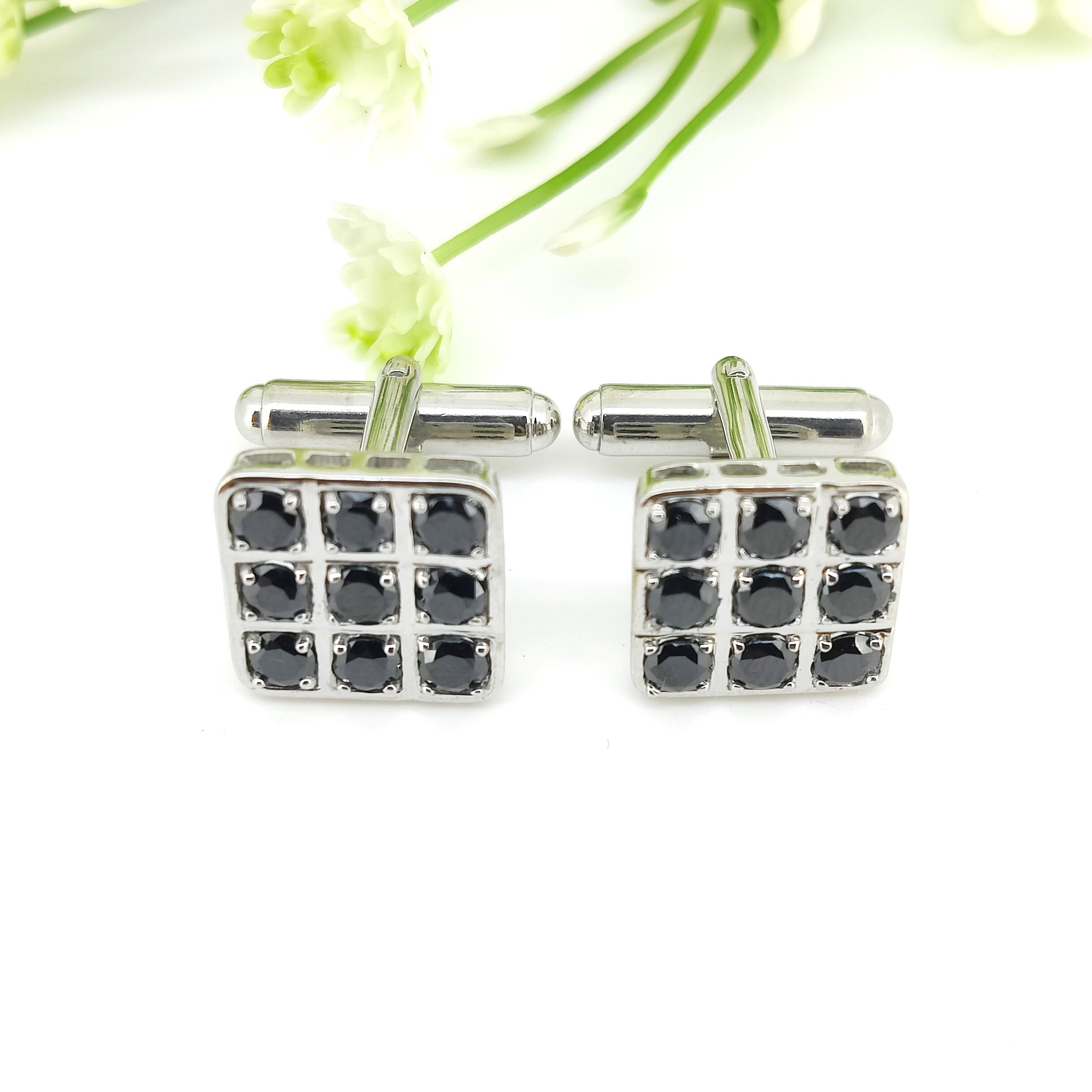 Boutons De Manchette Anciens - Style Vintage Argenté - Pour Homme - Occasion
