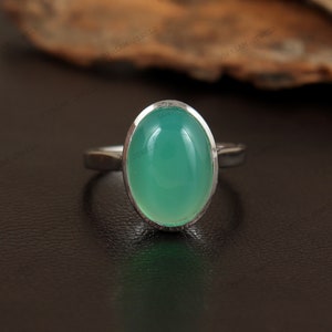 Aqua Chalcedony Ring-925 Solid Silver Handmade Ring-Green Chalcedony Ring-Vintage Ring-Bohemian Ring-Promise Ring-Anniversary Gift for Her