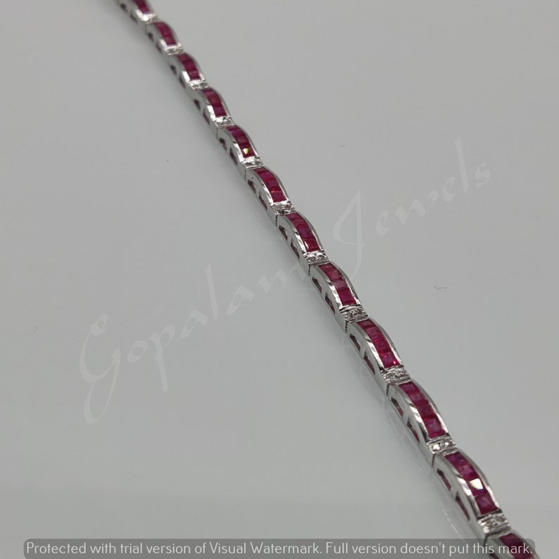 woman sterling silver Ruby Gemstone bracelet 7.5 Inch Mother/'s Day Gift Sterling Silver Ruby /& Diamond Stone Tennis Bracelet