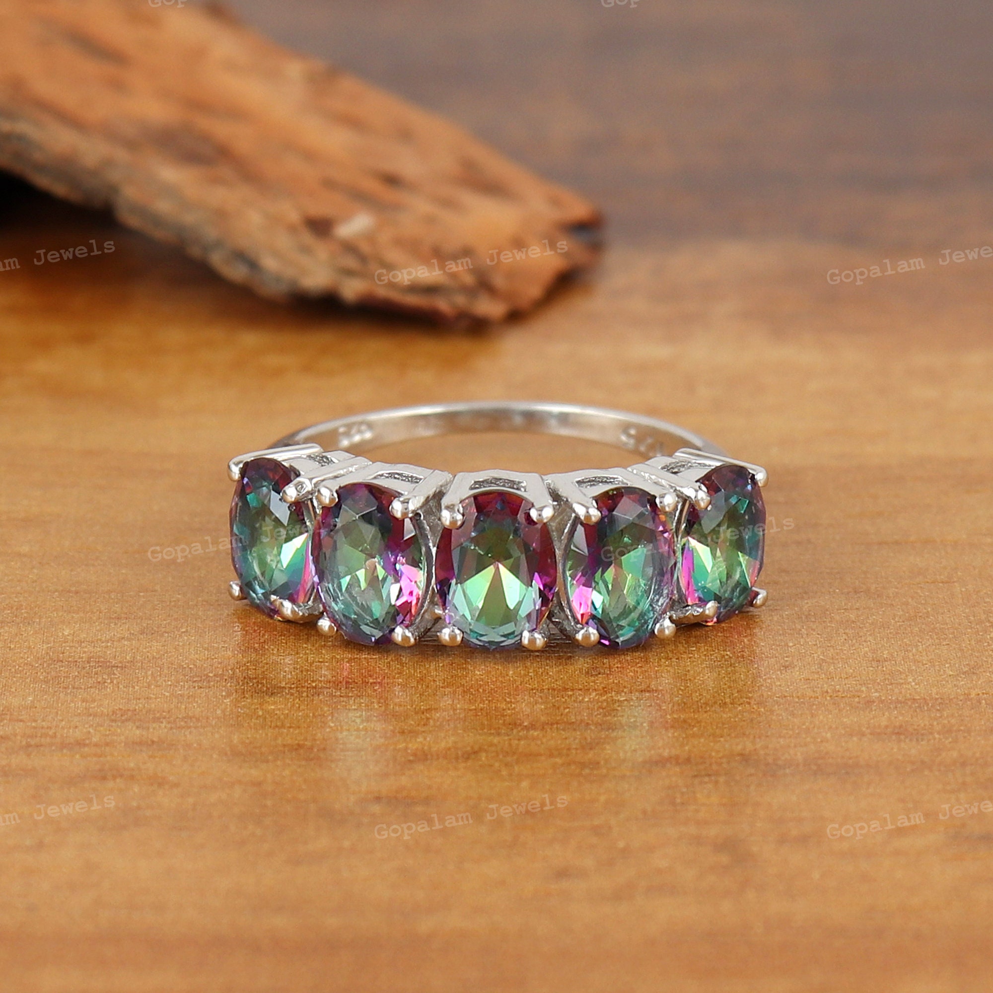 SEUSUK Woman Multicolor Gemstone Delicate Princess Bride Wedding Engagement Ring I.83102630