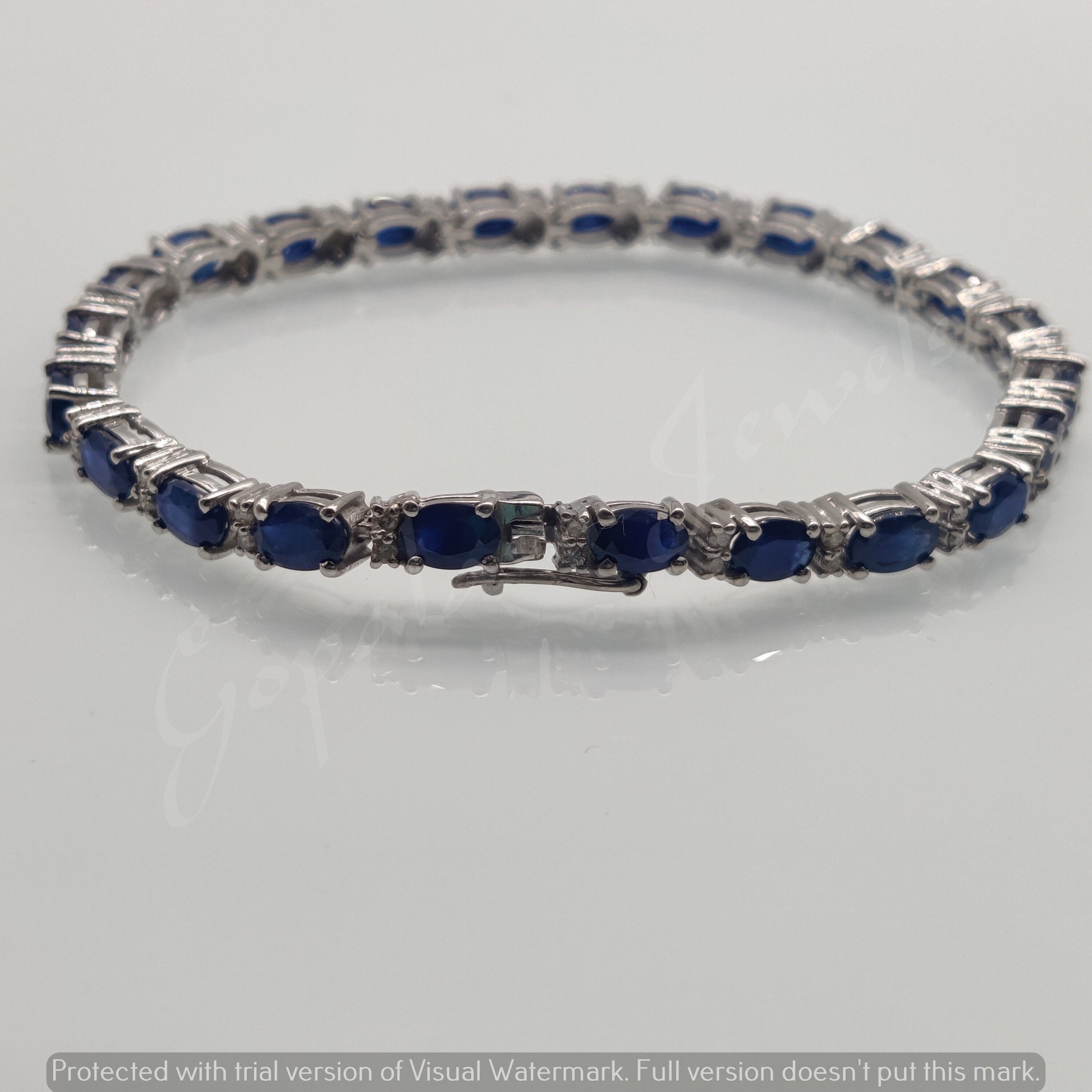 Natural Blue Sapphire Bracelet 925 Sterling Silver Bracelet Etsy