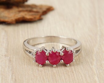 Natural Ruby 925 Sterling Silver Ring: July Birthstone Ring-Wedding Gift for Her