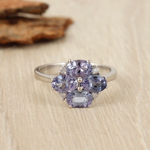 Tanzanite Sterling Silver Ring: December Birthstone, Half Eternity Band