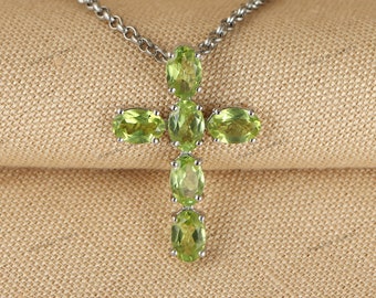 Peridot cross necklace deals