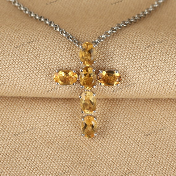 Sterling Silver Genuine Oval Gemstone And Diamond Cross Pendants Sterling Silver Genuine Oval Gemstone And Diamond Cross Pendants