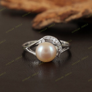 Pink Pearl Ring, 925 Solid Silver Ring, Fresh Water Pearl Ring, June Birthstone Ring, Pearl Cluster Ring, Engagement Ring, Christmas Gift
