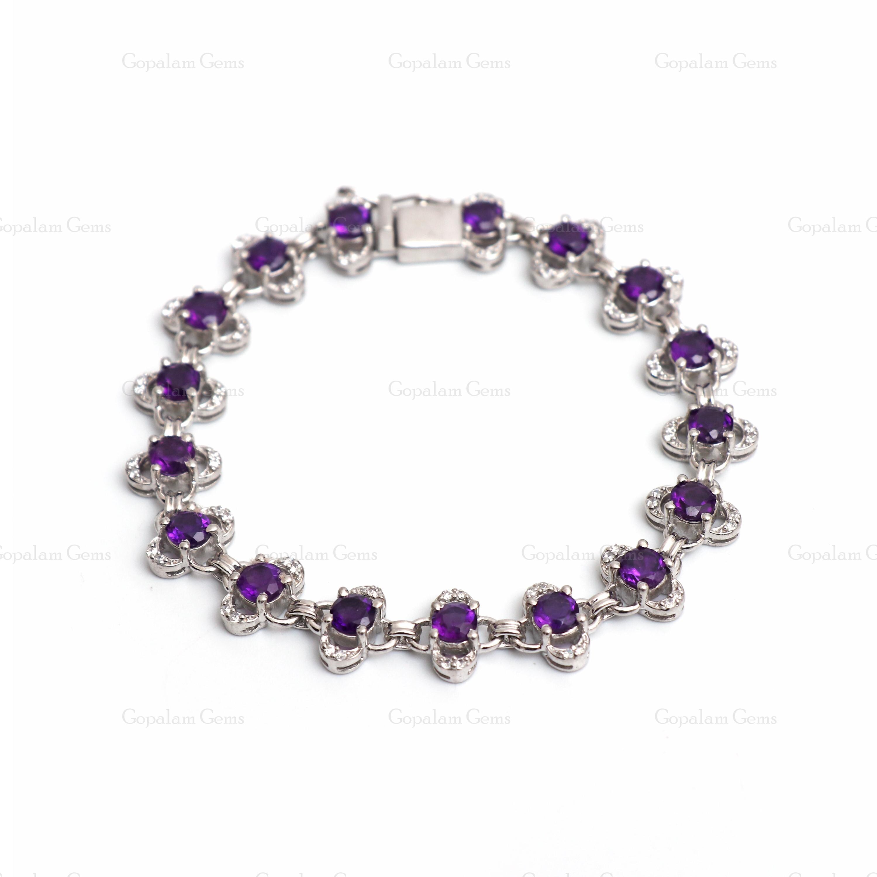 Pulsera Gotas Amatista Plata De Ley - Karissma