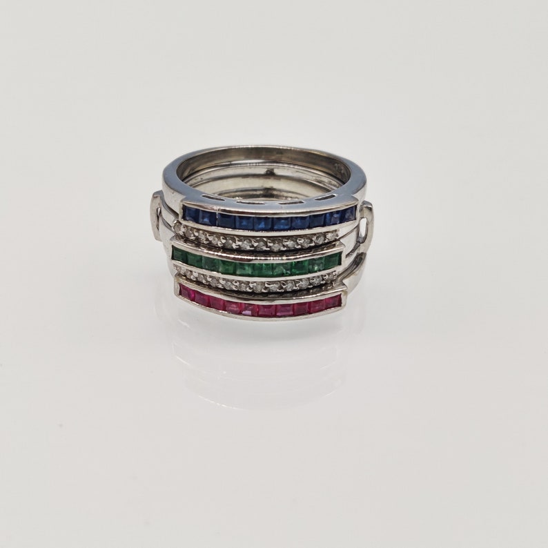 Ruby Ring Emerald Ring Blue Sapphire ring 925 Sterling silver Natural Multi Color Gemstone Changeable Handmade ring Wedding gift