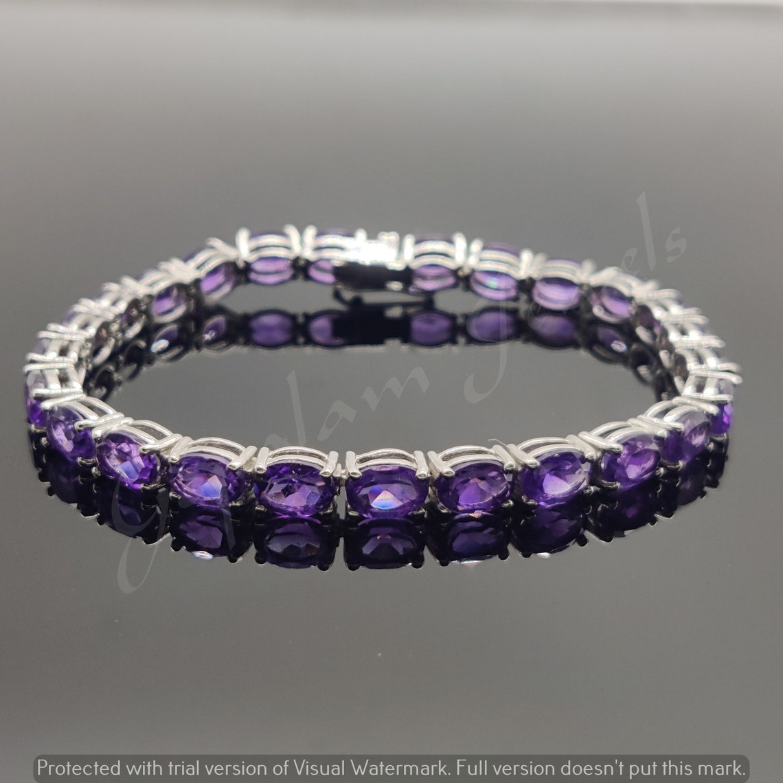 Natural Amethyst Bracelet/Tennis Bracelet 925 Silver Etsy