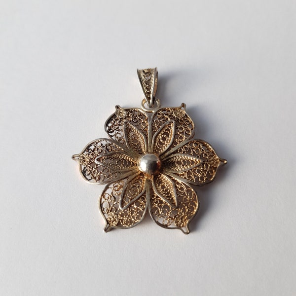 Pendentif fleur argent filigrané