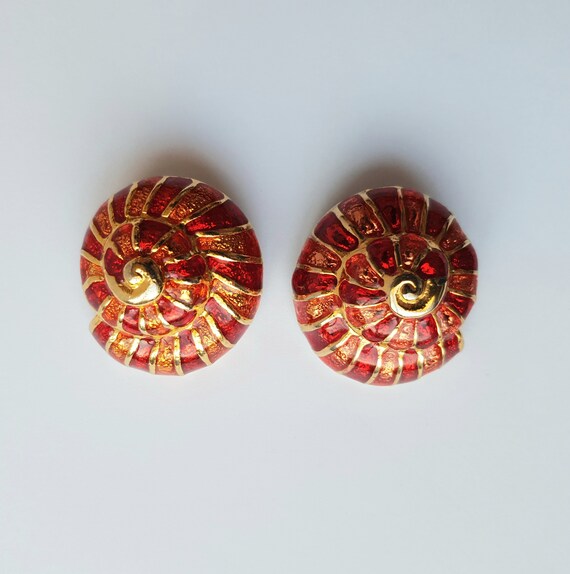 Boucles d'oreilles clips vintage escargots émaill… - image 7