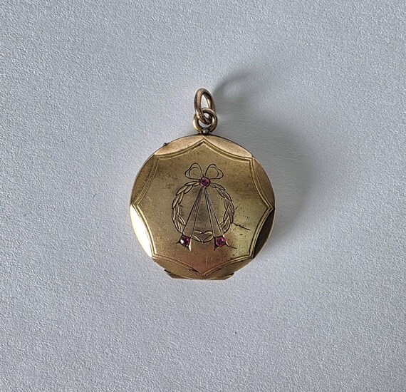 Médaillon Ancien Porte-photo Vintage - Rose émaillée Et Monogramme | Bijou Ancien