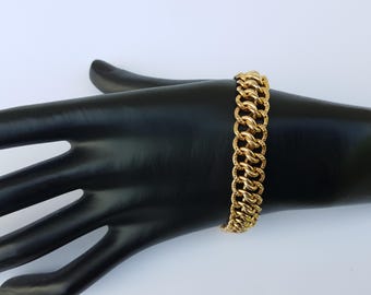 Bracelet Gourmette Plaqué Or Style Vintage - Occasion - Bijou Ancien Doré