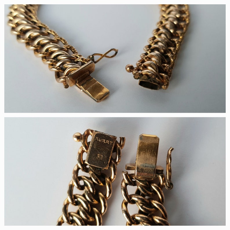 Gourmette Bracelet Plaqué Or - Sans Pierre, Couleur Dorée, Superbe état