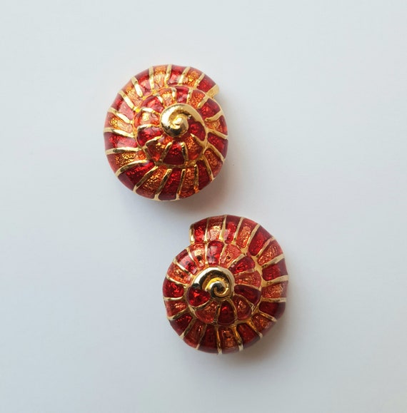 Boucles d'oreilles clips vintage escargots émaill… - image 3