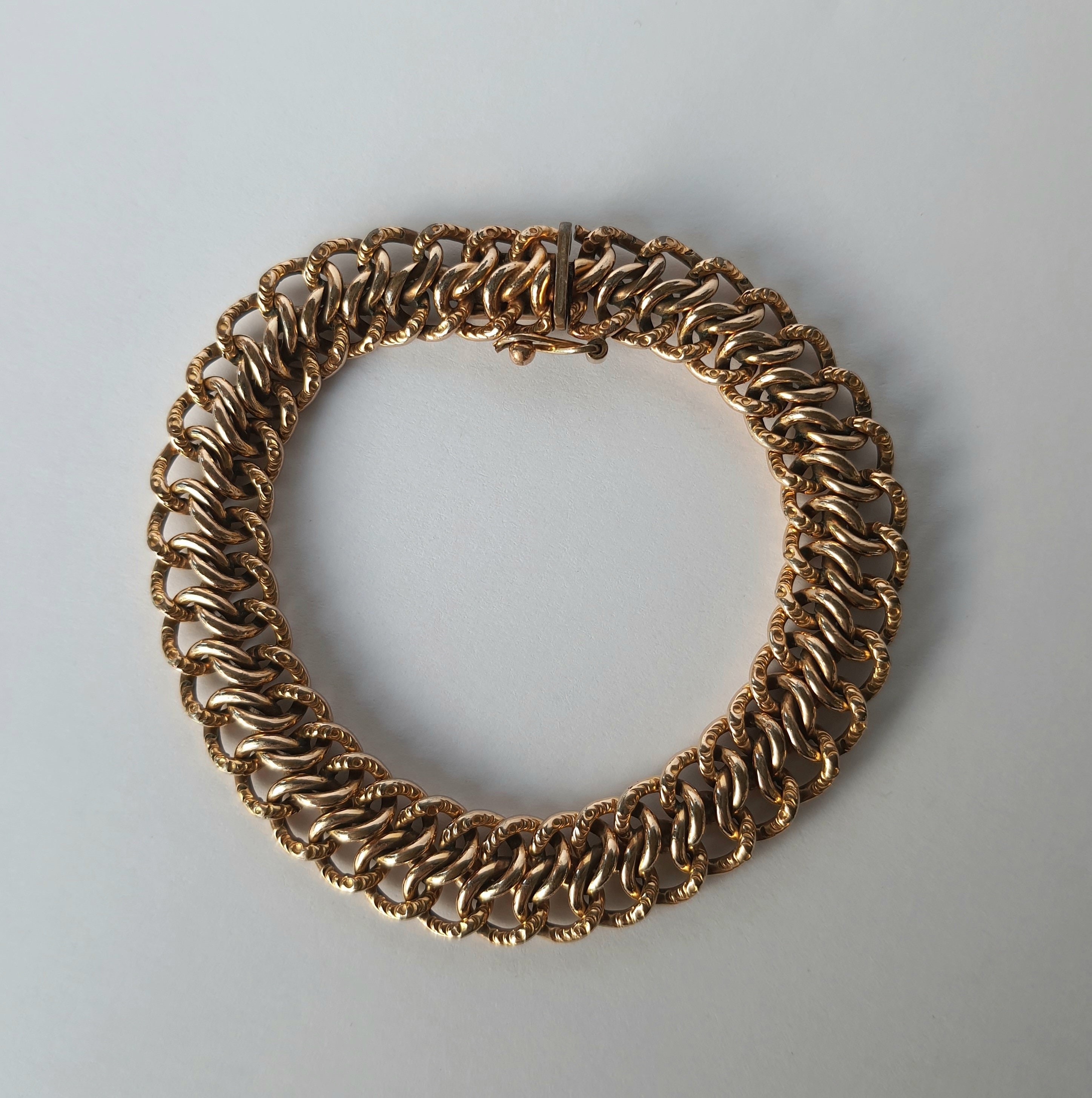Gourmette Bracelet En Plaqué Or Jaune - Sans Pierre - Neuf Sans Emballage