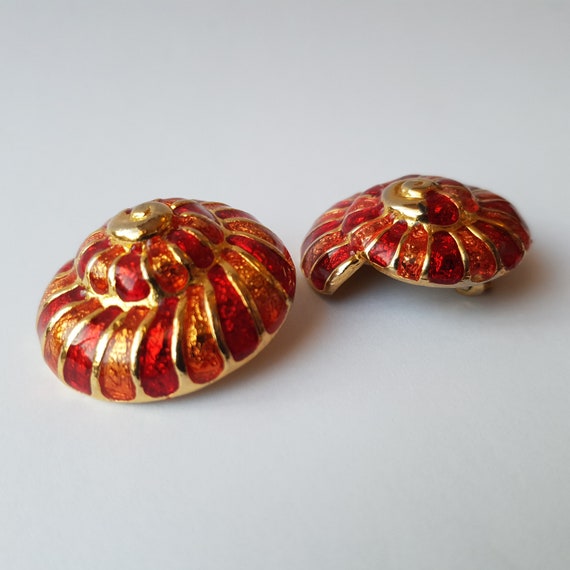 Boucles d'oreilles clips vintage escargots émaill… - image 5