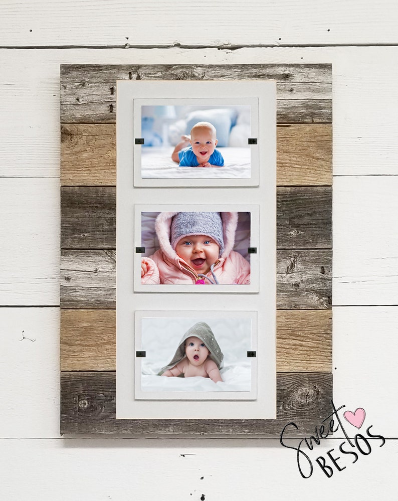 Rustic Traditional Reclaimed Wood Triple 4 X 6 Picture Frame Home Decor