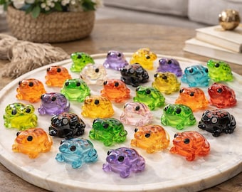 Mini Frog Figurines | Colorful Tiny Frog Set, Resin Frogs for Fairy Garden, Desk Decor & Frog Lover Gifts