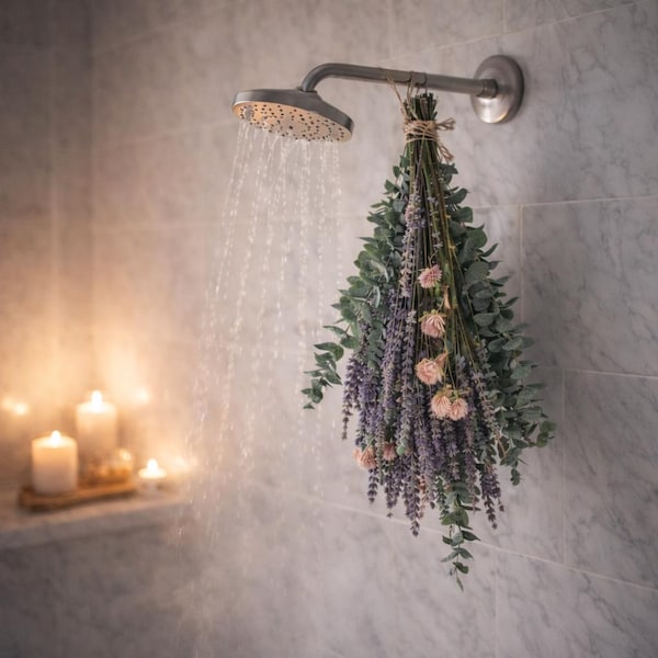 Eukalyptus, Lavendel und Blumenstrauß | Geschenkidee für Mama | Gemütliche Badezeit | Eukalyptus, Lavendel Duft Bundle Geschenk