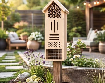 Zedernholz-Bienenhaus, Bestäuber-Lebensraum, Garten-Yard-Dekor, Wildblumensamen-Geschenkset