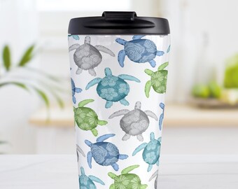 Sea Turtles 500ml Travel Mug Coffee Cups Water Bottle Vacuum Leather Insulating Cup 304 Stainless Steel