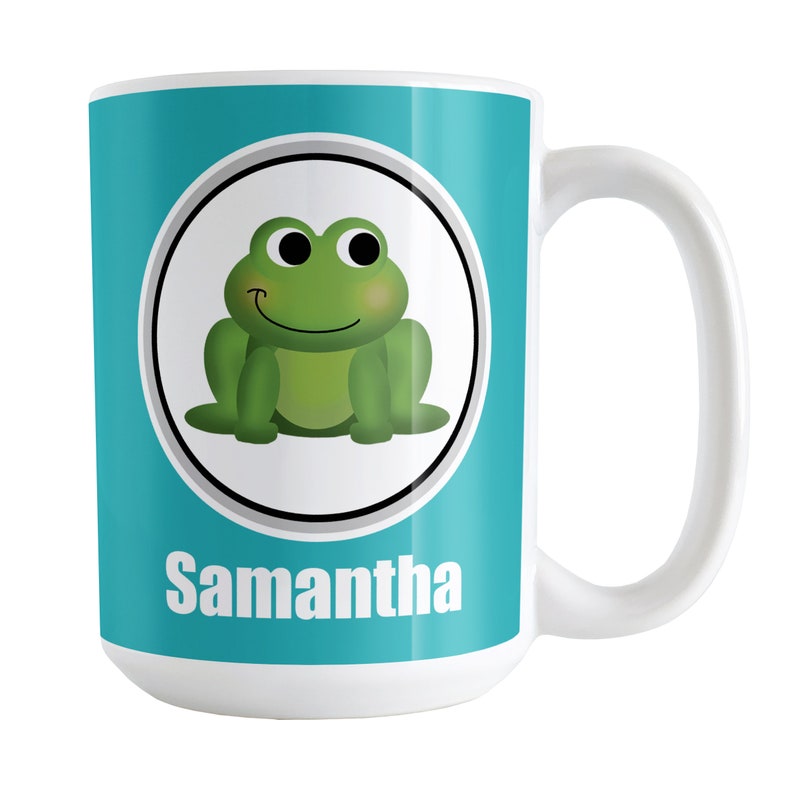 Personalized Turquoise Frog Mug Cute Green Frog Over Etsy