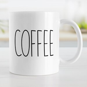 Coffee Coffee Mug, minimalist word design - 11oz or 15oz ceramic coffee mug or mug set available