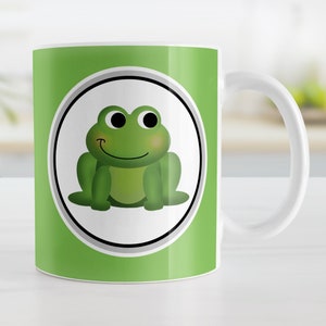 Cute Frog Mug, green - 11oz or 15oz ceramic coffee mug or mug set available