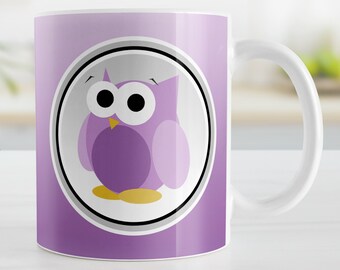 Purple Owl Mug, funny cute, owl gift - 11oz or 15oz ceramic coffee mug or mug set available