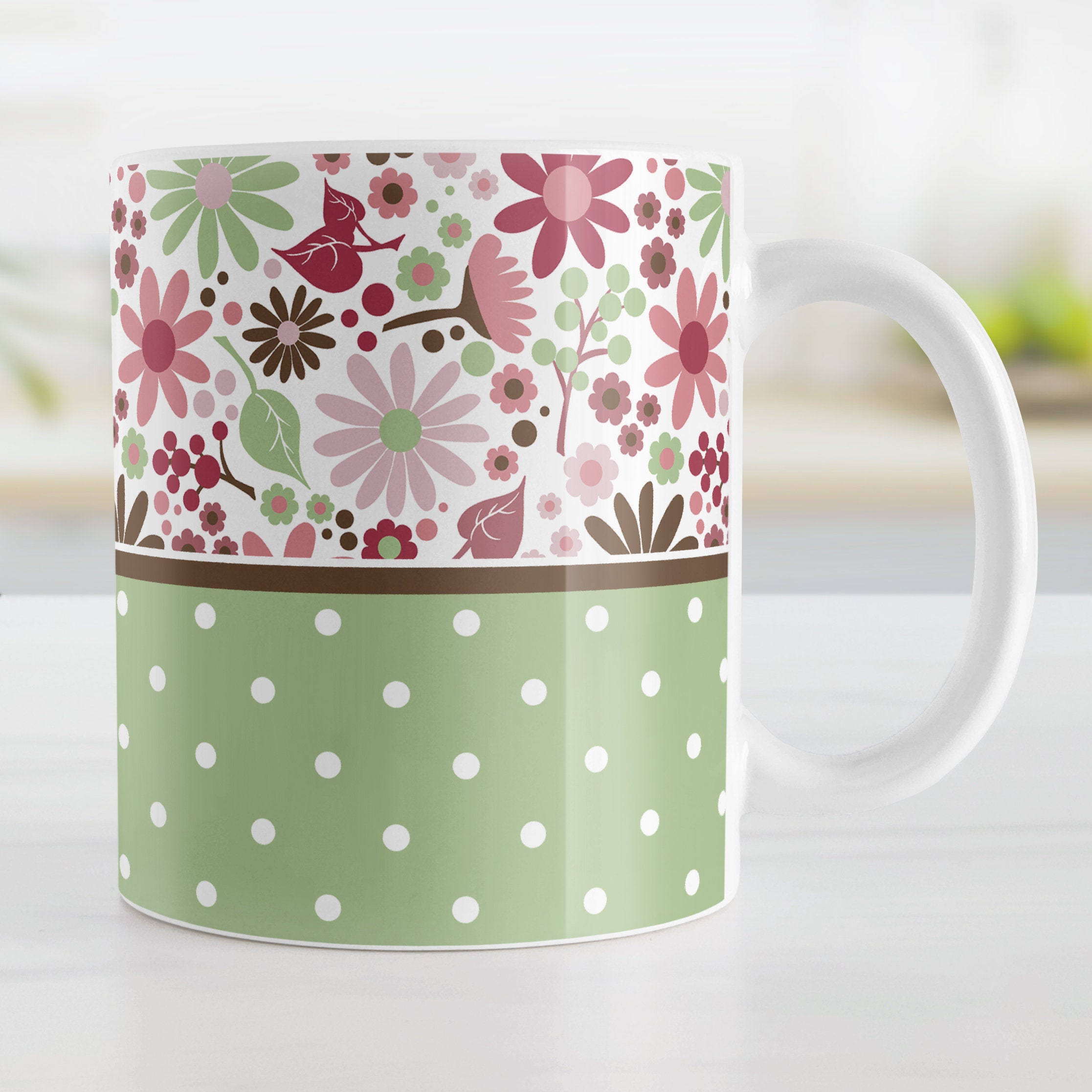 Berry Summer Flowers Travel Mug, pretty floral pattern, berry pink aqua  blue brown - 15oz stainless steel travel mug