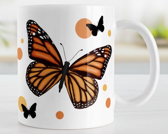 Monarch Butterfly Mug - 11oz or 15oz ceramic coffee mug or mug set available