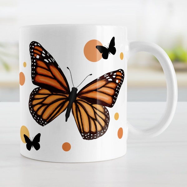 Monarch Butterfly Mug - 11oz or 15oz ceramic coffee mug or mug set available