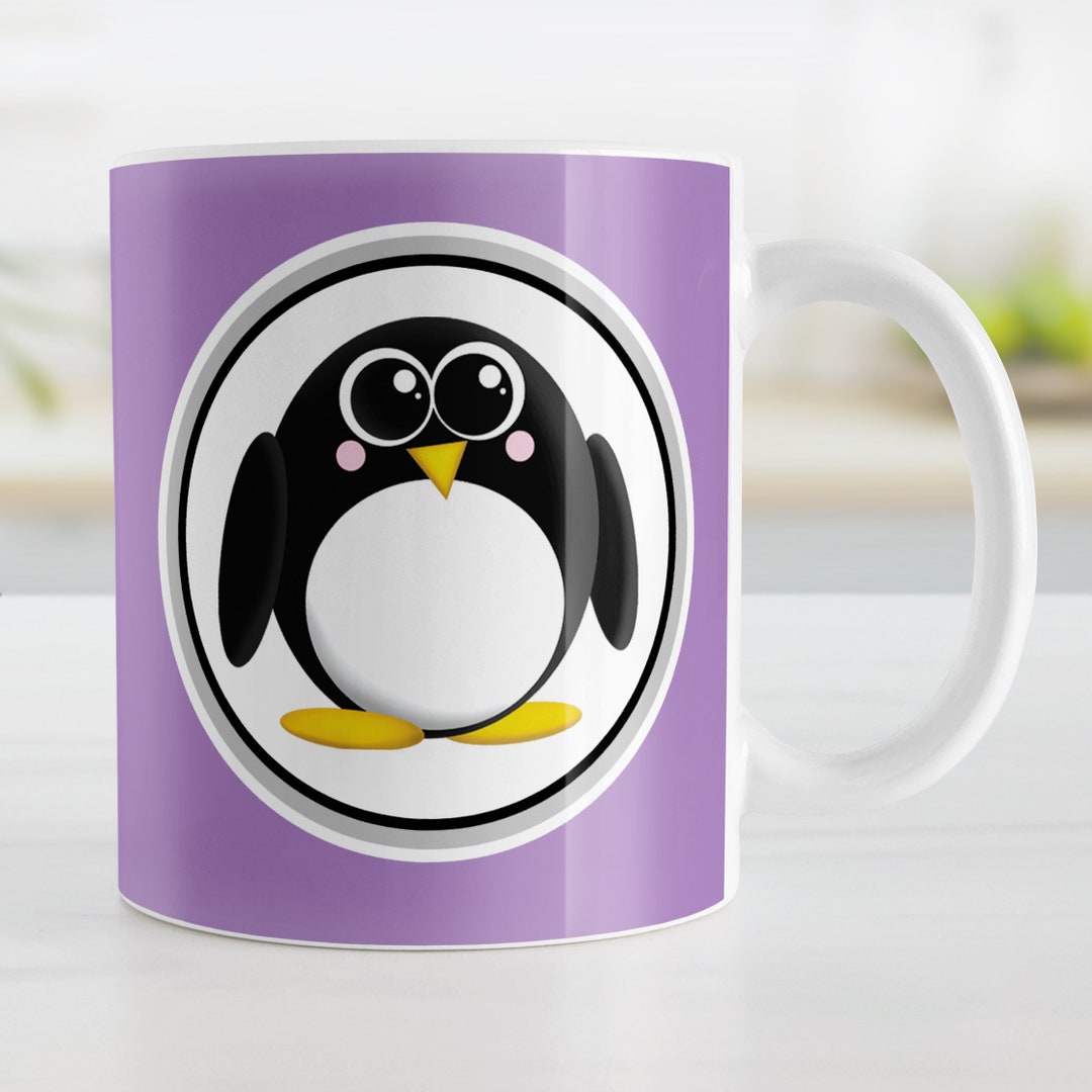 Cute Purple Penguin Mug, Adorable Penguin Lovers Gift Coffee Cup for ...