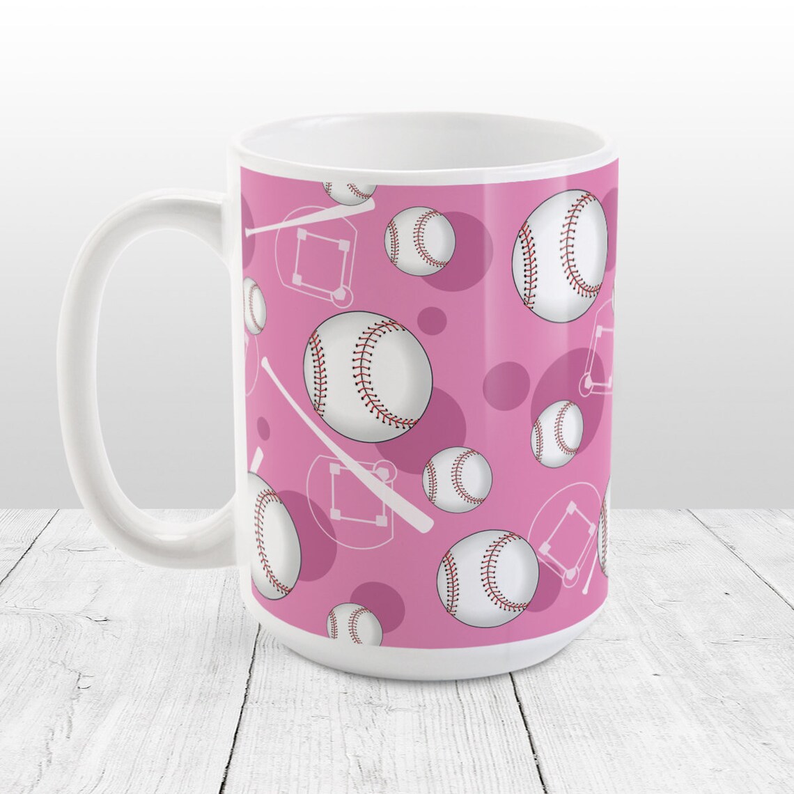Pink Baseball Mug Sports Pattern 11oz or 15oz Ceramic Etsy