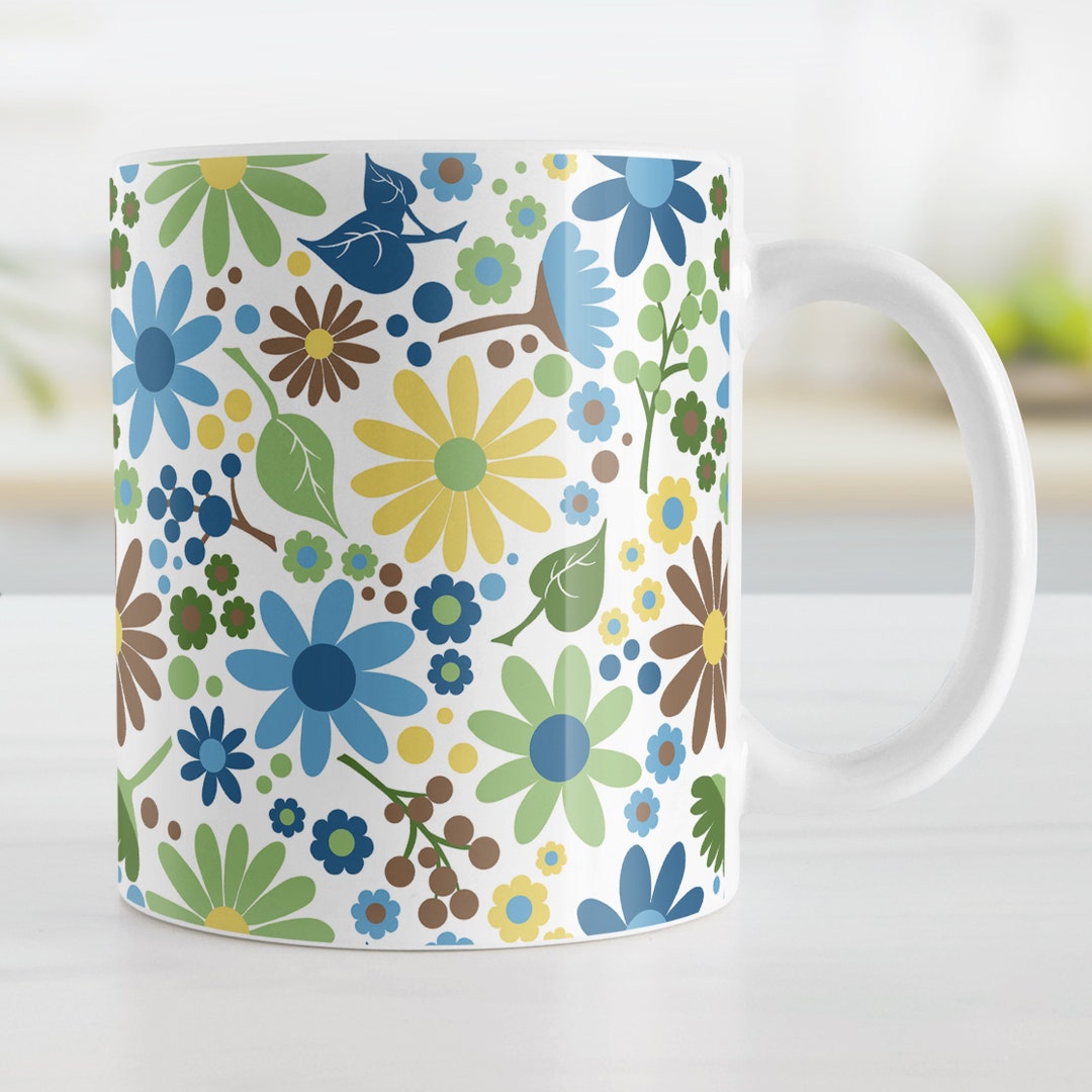 Wildflowers Mug, Sunny Summer Flowers Pattern Gift, Ceramic Coffee Cup ...