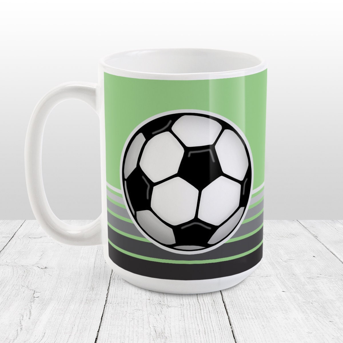Soccer Ball Mug Green Soccer Gift 11oz or 15oz Ceramic Etsy