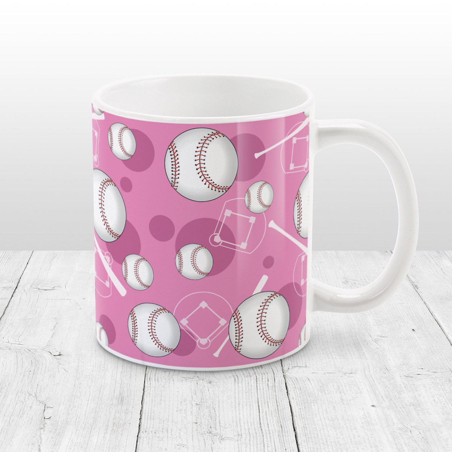 Pink Baseball Mug sports pattern 11oz or 15oz ceramic Etsy