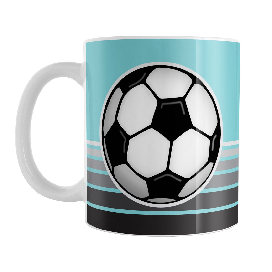 Soccer Ball Mug Teal Soccer Gift 11oz or 15oz Ceramic Etsy