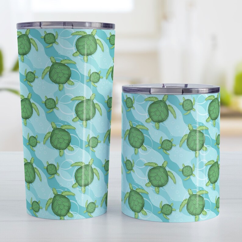 Turtle Shell Cups Sea Turtle Tumbler Cup, Ocean Underwater Design Gift, Insulated ...