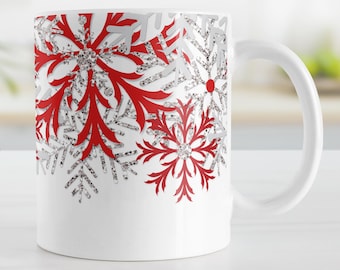 St Nicholas Square Christmas Mug: Extra Large Red Snowflake Coffee Mug -  Etsy