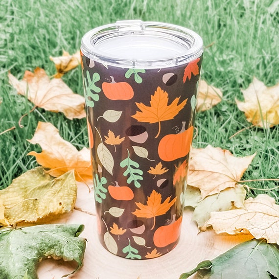 Acorns and Leaves Insulated Coffee Mug, 10 Oz Stainless Steel
