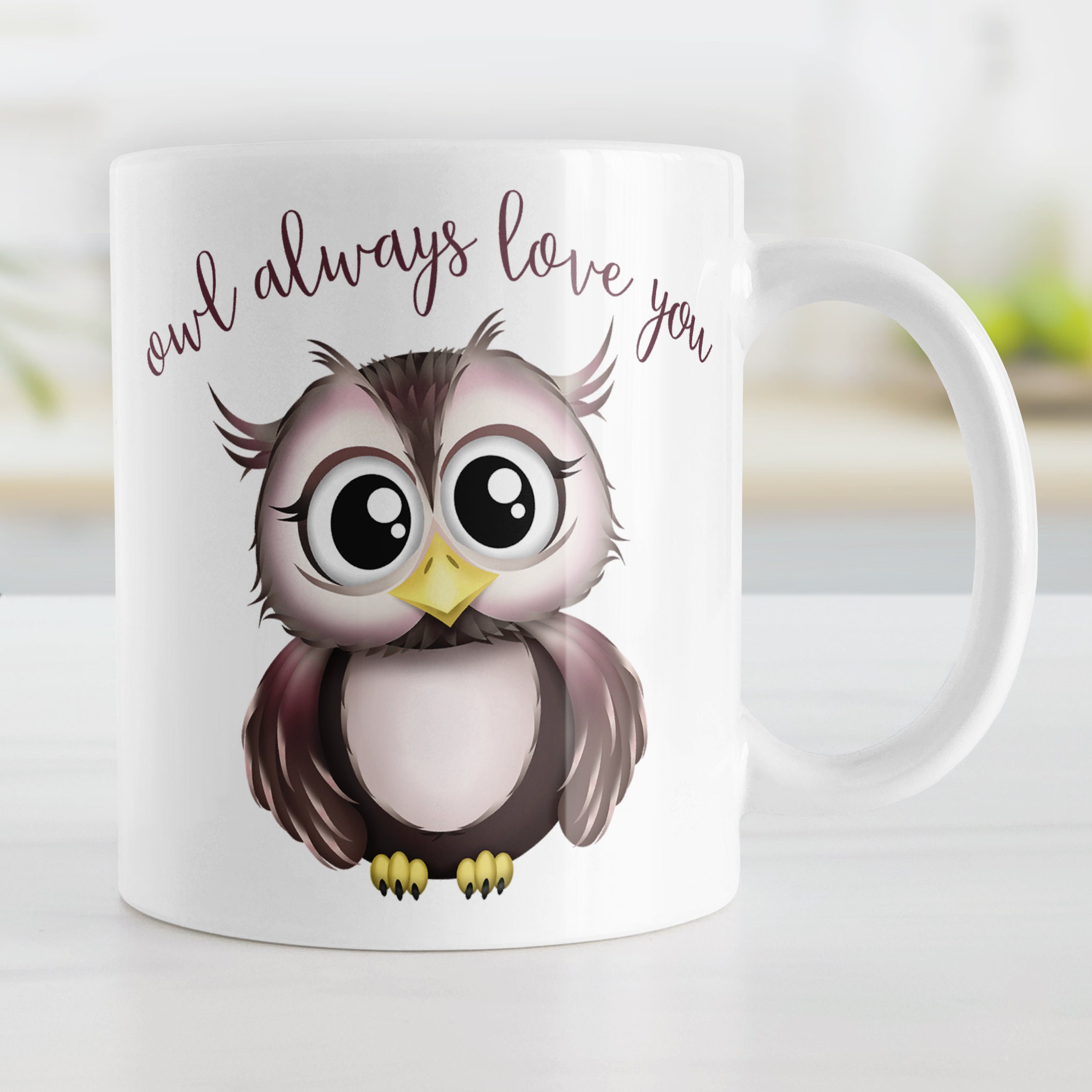 Cute Owl Mug, "Owl Always Love You" Animal Gift for Her, Ceramic Coffee Cup, Individual or